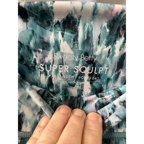 Sweaty Betty Women's Super Sculpt Pocket 7/8 Leggings small sm Blue Floral Prin - Picture 3 of 6